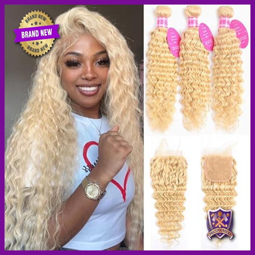 12A Brazilian Remy Human Hair Extensions with 4x4 Lace Closure Deep Wave